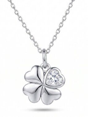 Dainty Silver Clover Necklace, 925 Sterling Silver Charmed Aroma